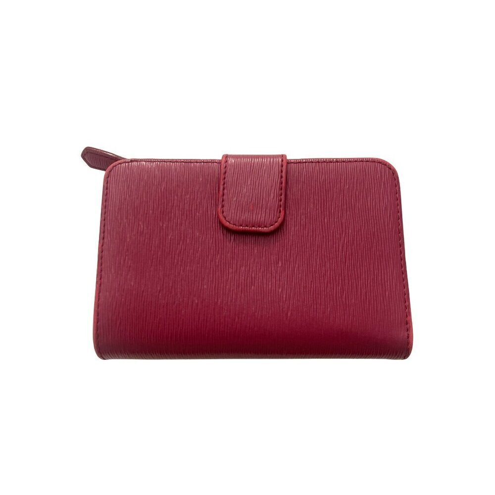 Prada Red Epi Leather Compact Wallet With Gold-Tone Zip & Snap Closure - Picture 2 of 11